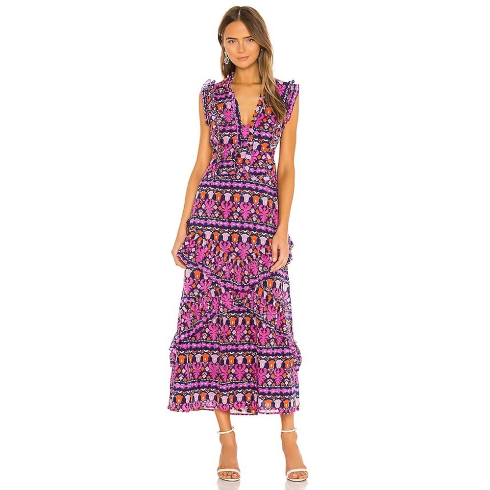 Banjanan Donna Maxi Dress in Edwardian Tile Blueprint
